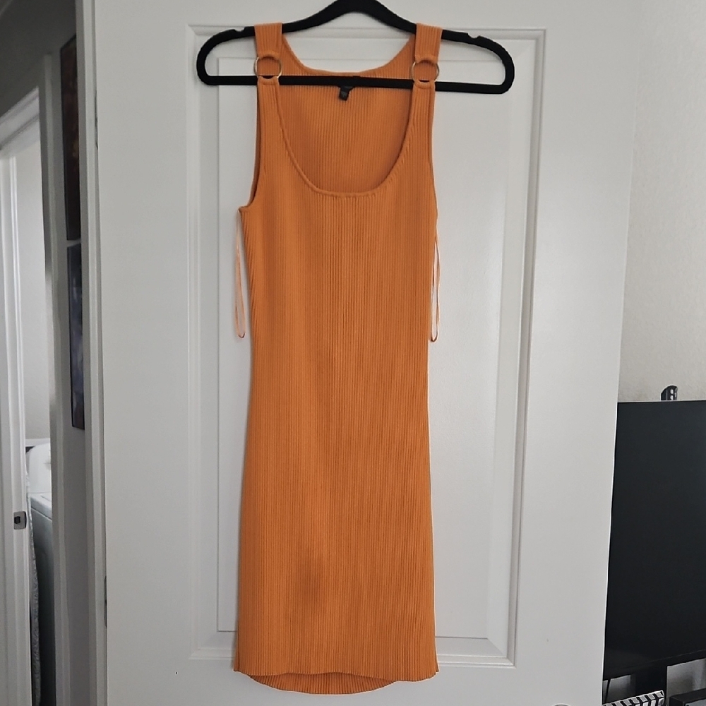 Guess Ribbed Orange Mini Dress